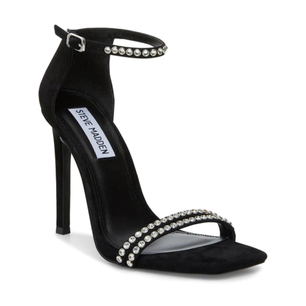 Black suede diamond studded Heels